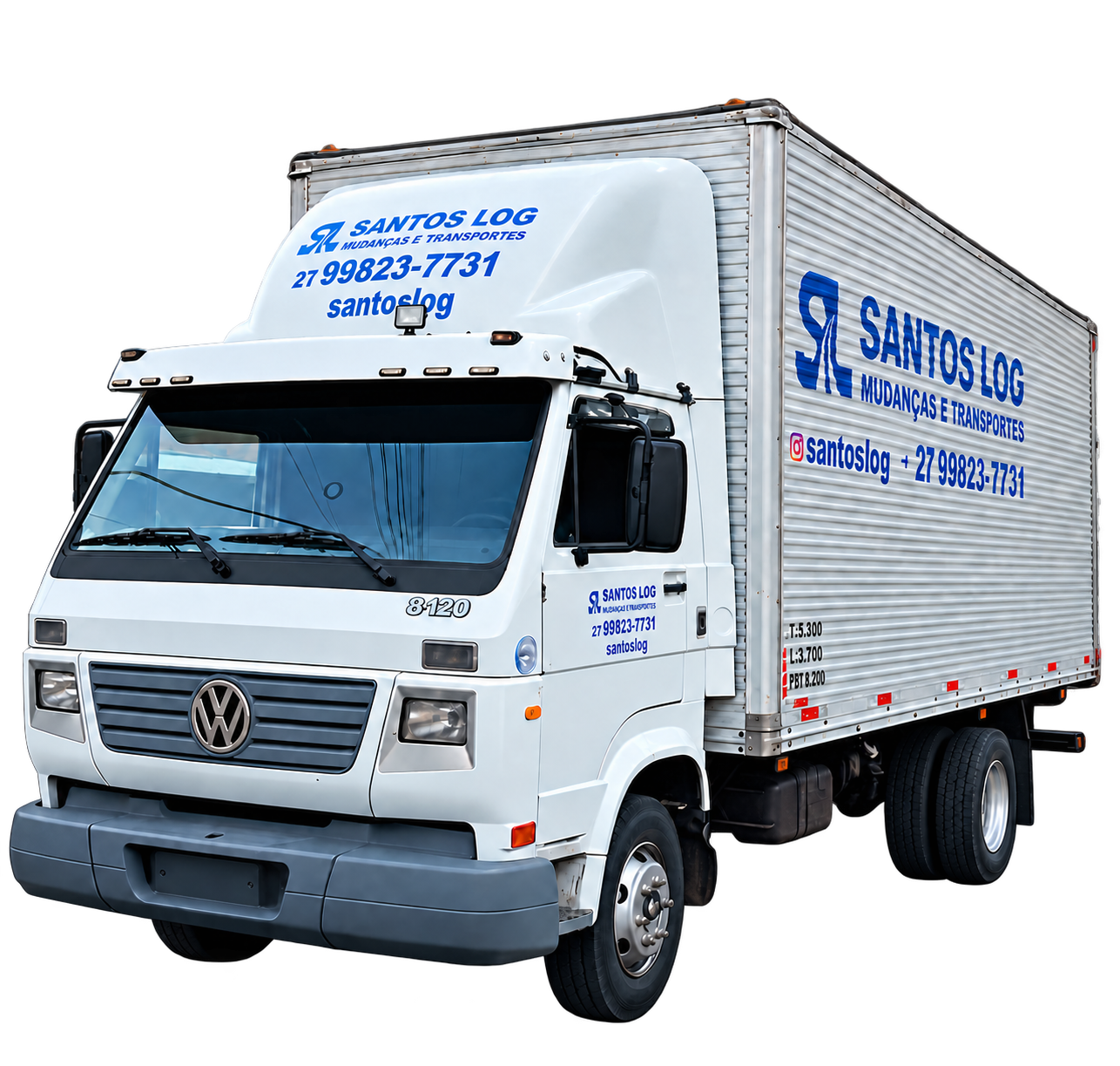 Caminhão da Santos Log preparado para mudanças e transportes